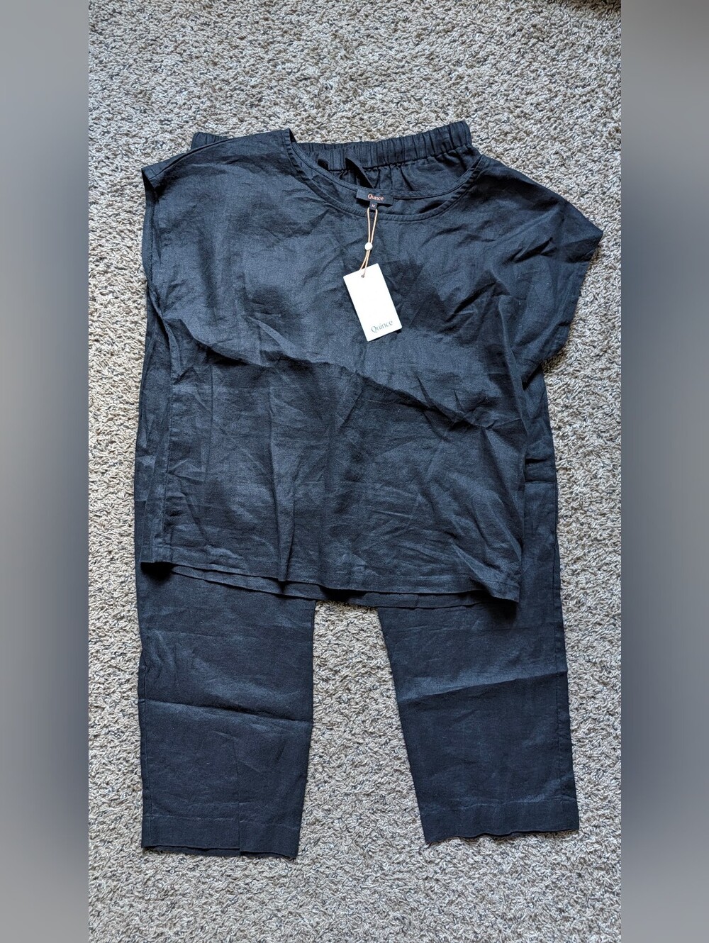 Quince Linen Pajama Set Black Medium
